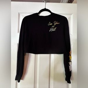 See You In He’ll Longsleeve Cropped Top